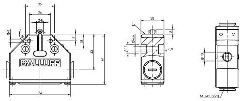 Механический однопозиционный концевой выключатель Balluff BNS0013