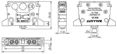 Механический однопозиционный концевой выключатель Balluff BSE000N