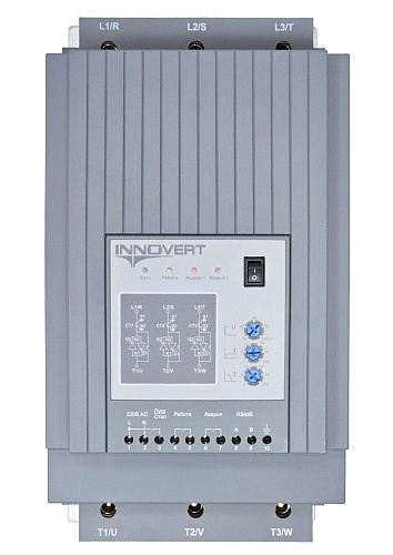 (45 кВтx380 В) Устройство плавного пуска INNOVERT с кнопкой SSD453A43ES, номинальный ток 90 А, питание управления 220В AC, RS-485