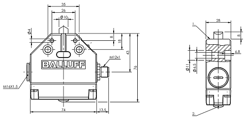 Механический однопозиционный концевой выключатель Balluff BNS000C
