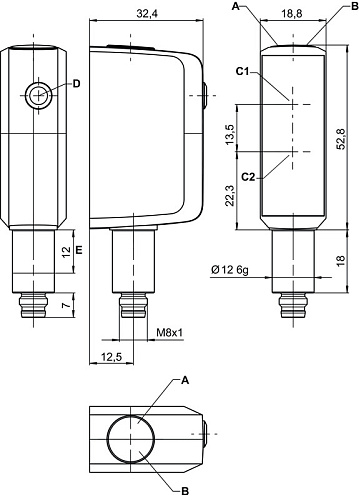 Диффузный датчик Leuze DRT33C.3/LG-M8