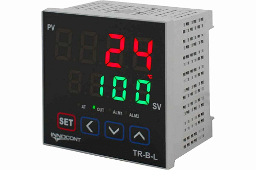 TR-B-L INNOCONT, Температурный контроллер, 2 дисплея, 4 разряда, 96х96х63 мм, 2 аварийных выхода, 110-220VAC, выход: реле + твердотельное реле