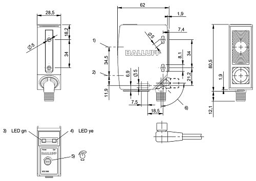 Световозвращающий датчик Balluff BOS01CR