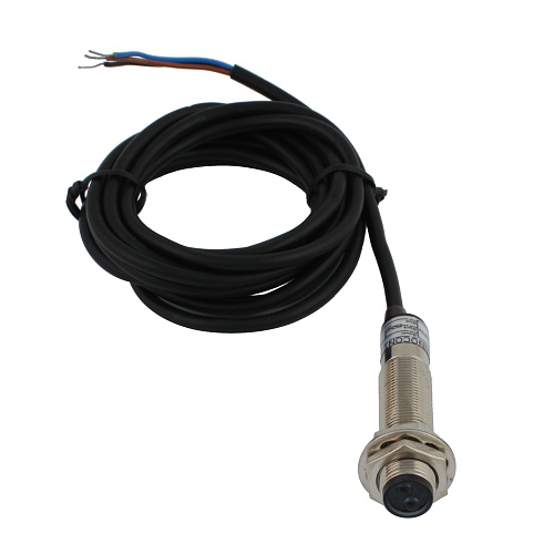PES-D12-NO10D INNOCONT, Фотодатчик диффузионный, М12х1, зона срабатывания  до 10 см,  -10 +60 С, 12…24 VDC, IP65, выход: NPN NO, макс. ток 200 мА, время реакции 3 мс, кабель 2 м